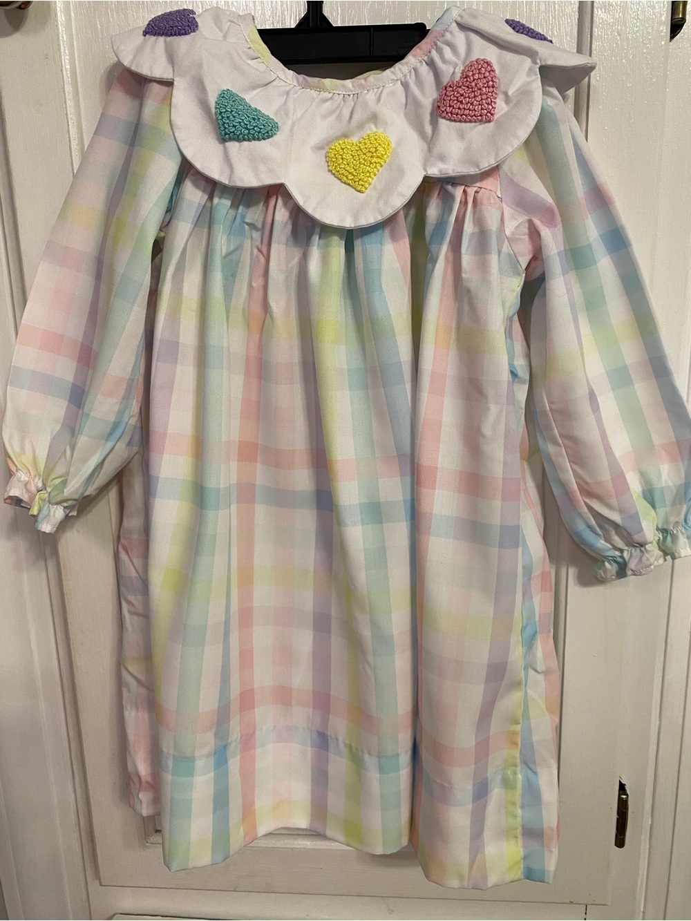 Pastel Plaid Heart-Collar Girls Dress